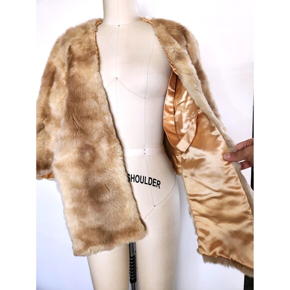 40s 50s Rabbit Fur Stole Cape Capelet Shawl Shrug Mid Century SOFT Wedding OS - Picture 2 of 8